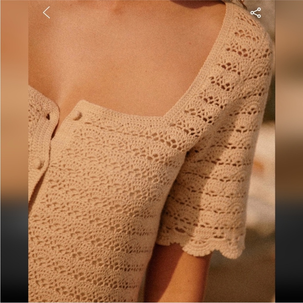 Sezane Cream Crochet Button-Front Knit Dress - Picture 2 of 8